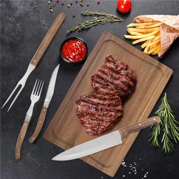 Steak set nůž+vidlička + vidlice nerez/dřevo