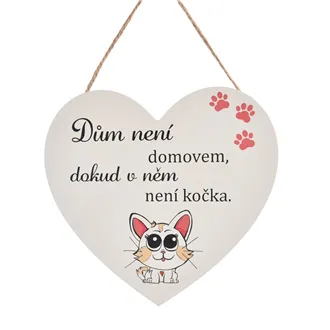 Cedule dřevo srdce CAT HOME O0524